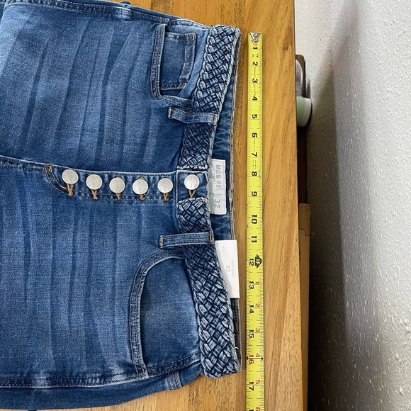 Miss Me High Rise Crop Boot Button Fly Denim Jeans Braided Waistband Size 32x26 - Picture 14 of 16